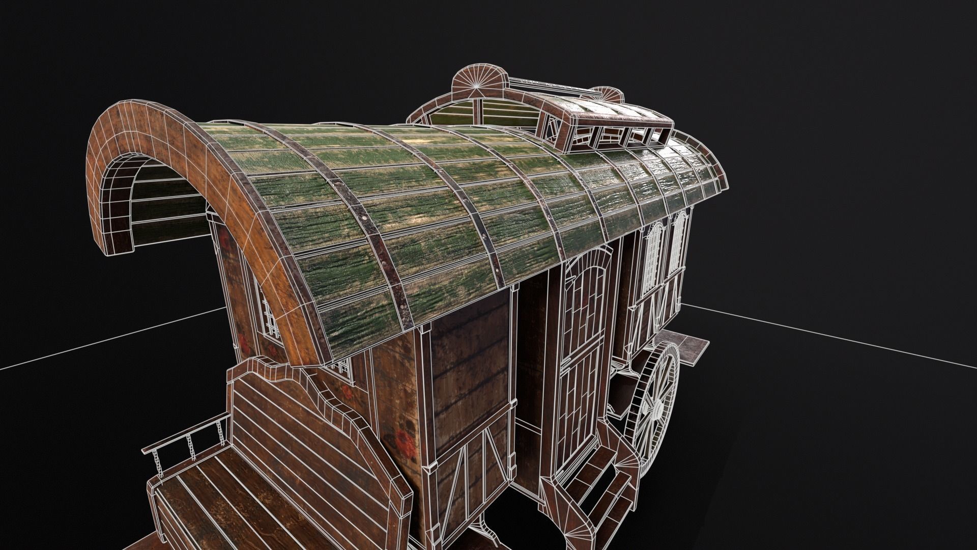 Medieval Wagon Low-poly 3D model_23