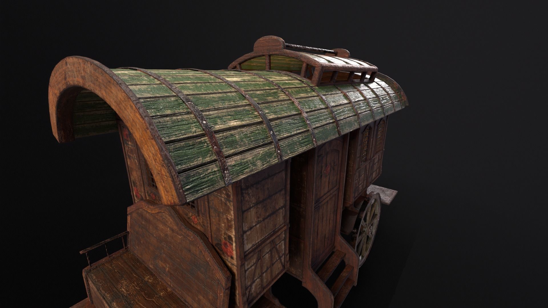 Medieval Wagon Low-poly 3D model_19