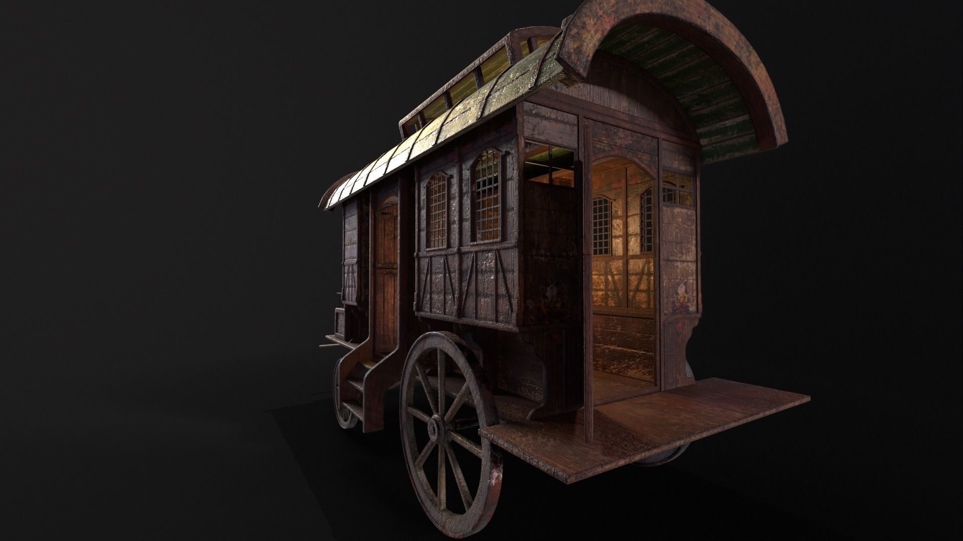 Medieval Wagon Low-poly 3D model_33