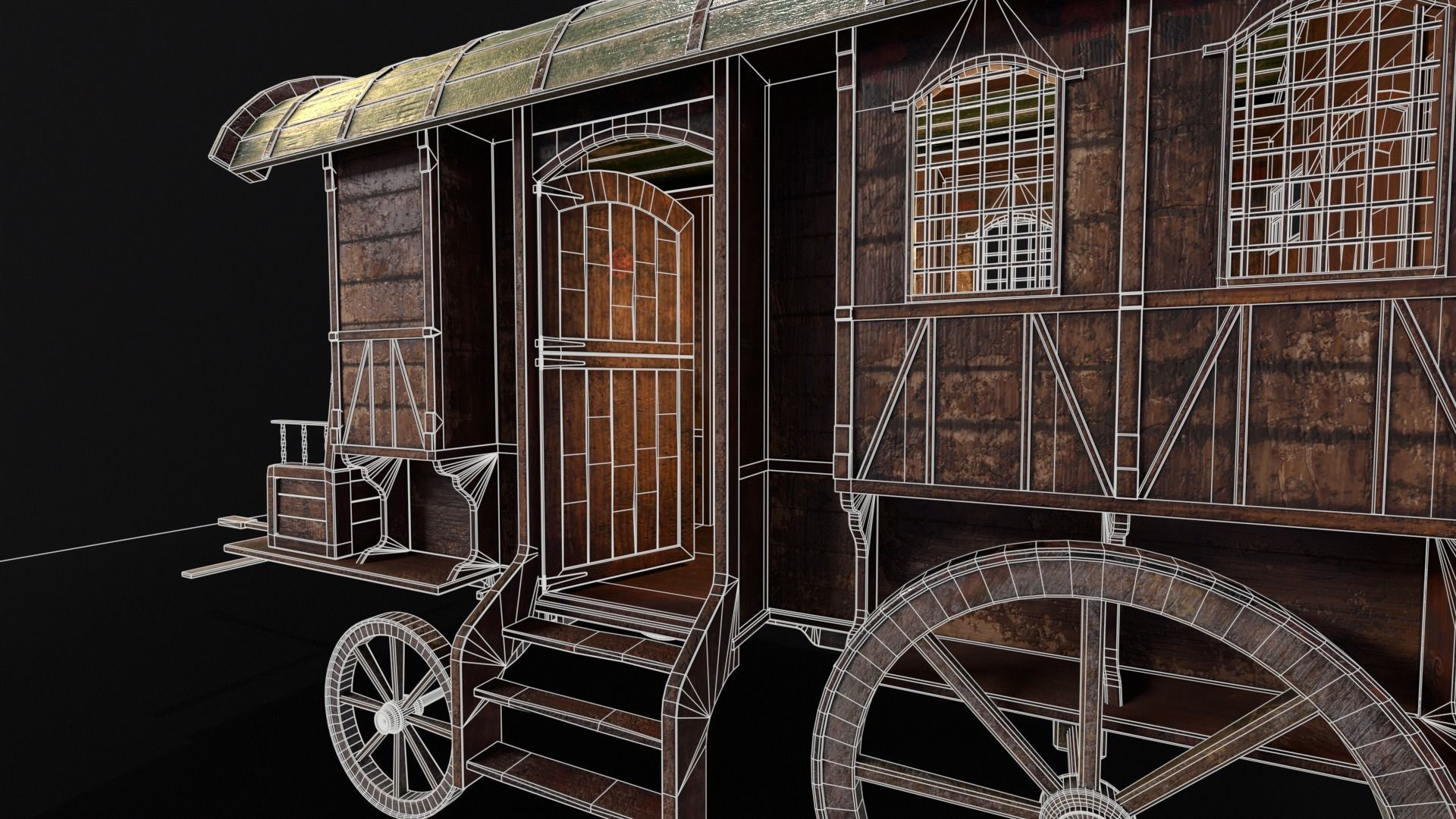 Medieval Wagon Low-poly 3D model_21