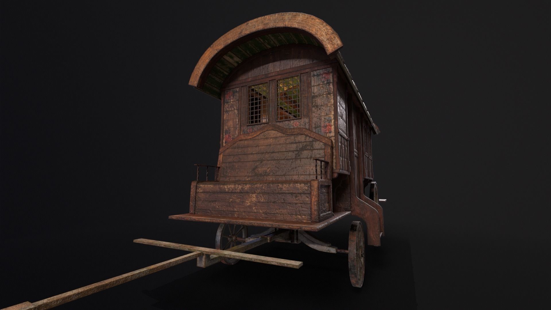 Medieval Wagon Low-poly 3D model_15