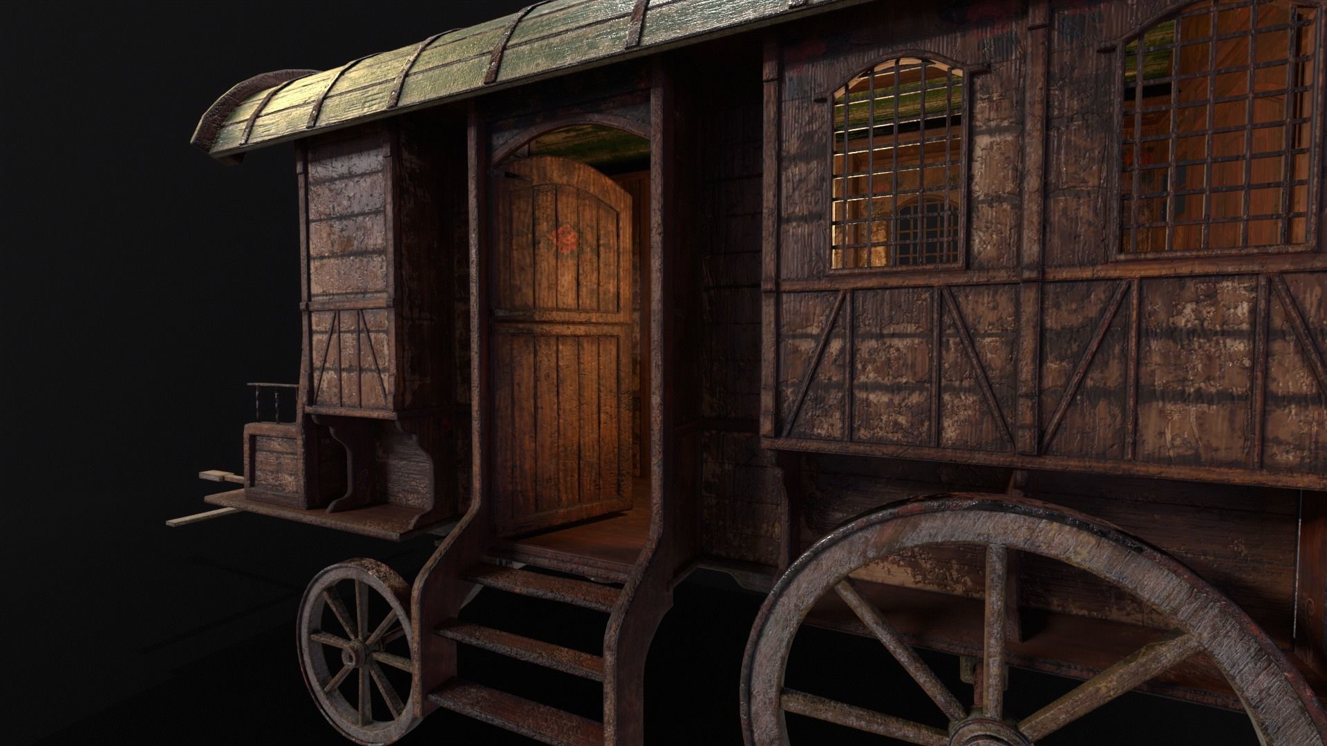 Medieval Wagon Low-poly 3D model_29