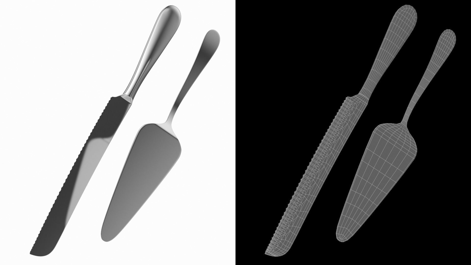 Cake Pie Pizza Knife and Server Generic Cutlery 3D model_10