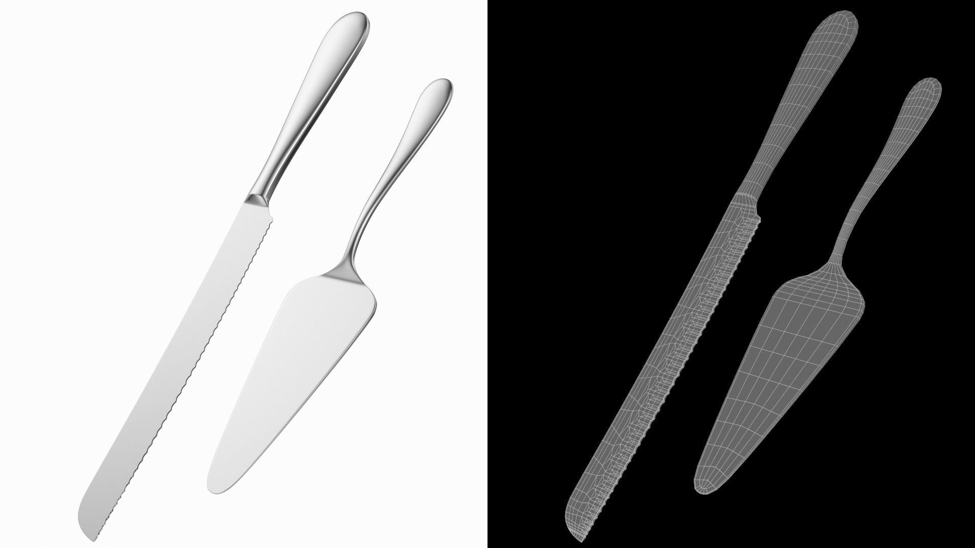 Cake Pie Pizza Knife and Server Generic Cutlery 3D model_2
