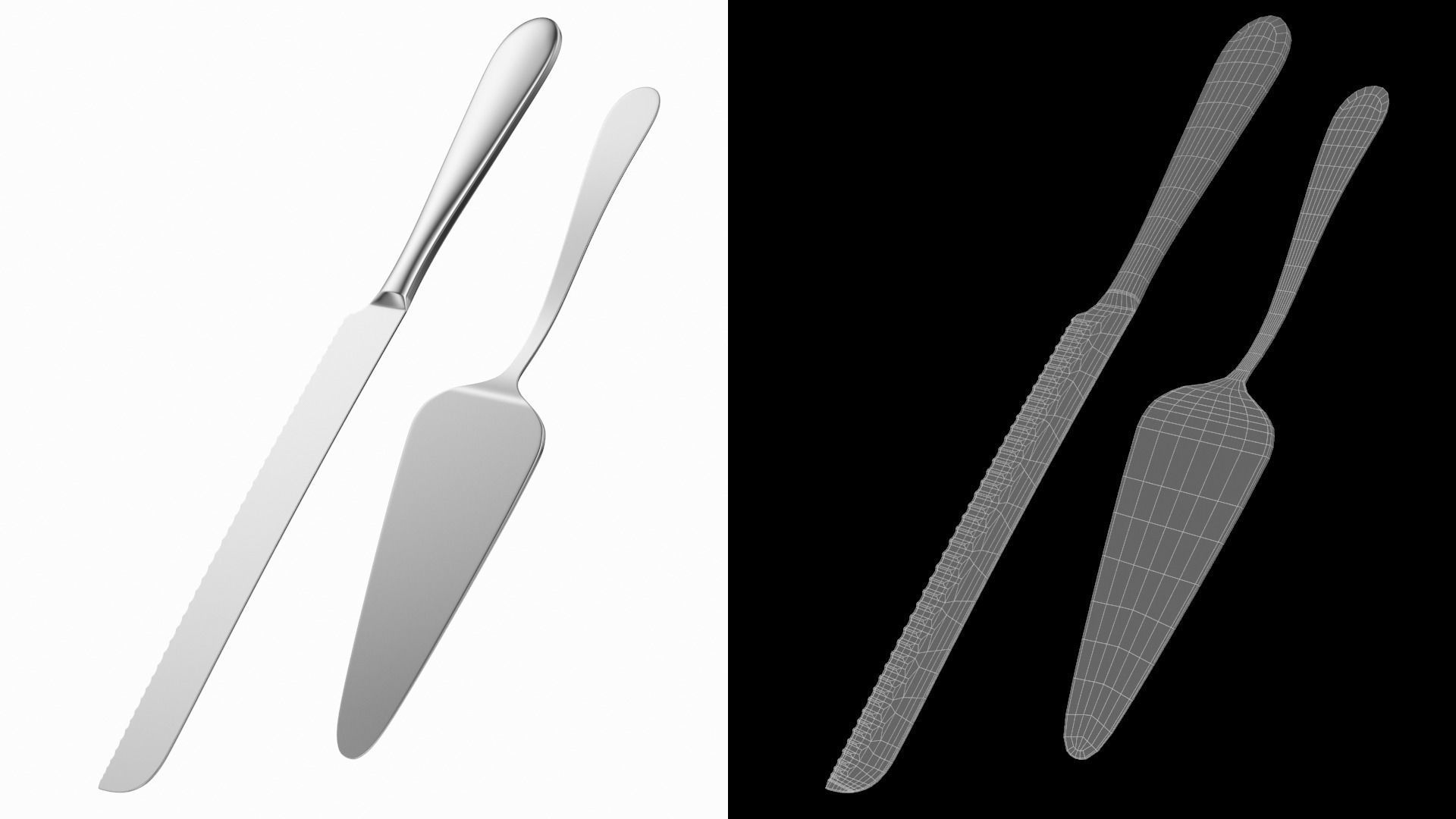 Cake Pie Pizza Knife and Server Generic Cutlery 3D model_8