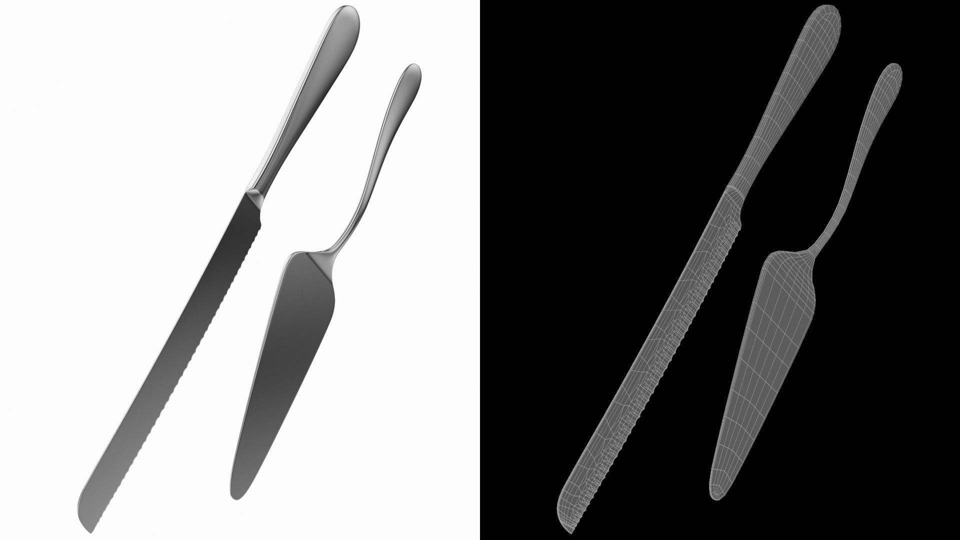 Cake Pie Pizza Knife and Server Generic Cutlery 3D model_5