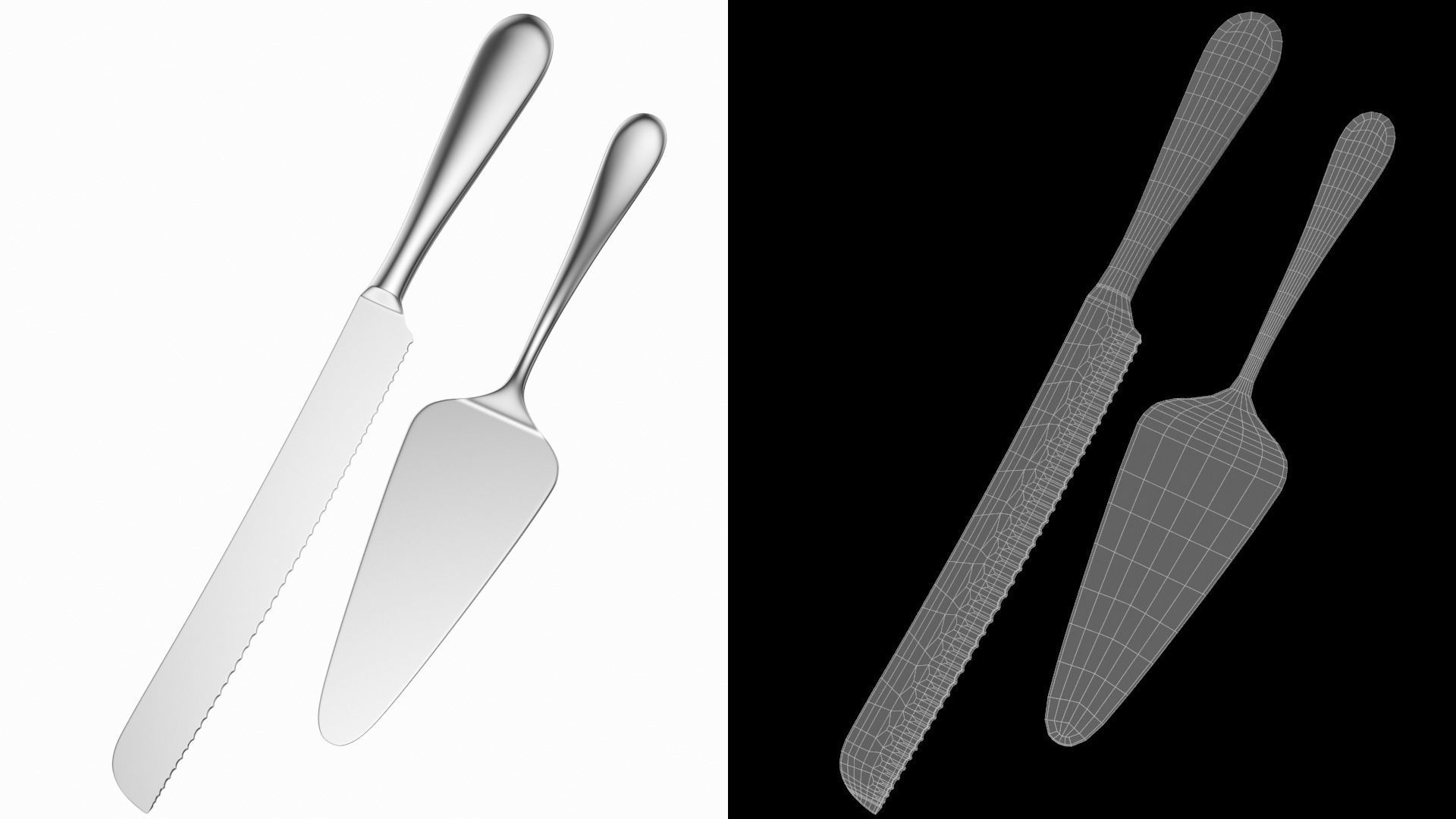 Cake Pie Pizza Knife and Server Generic Cutlery 3D model_3
