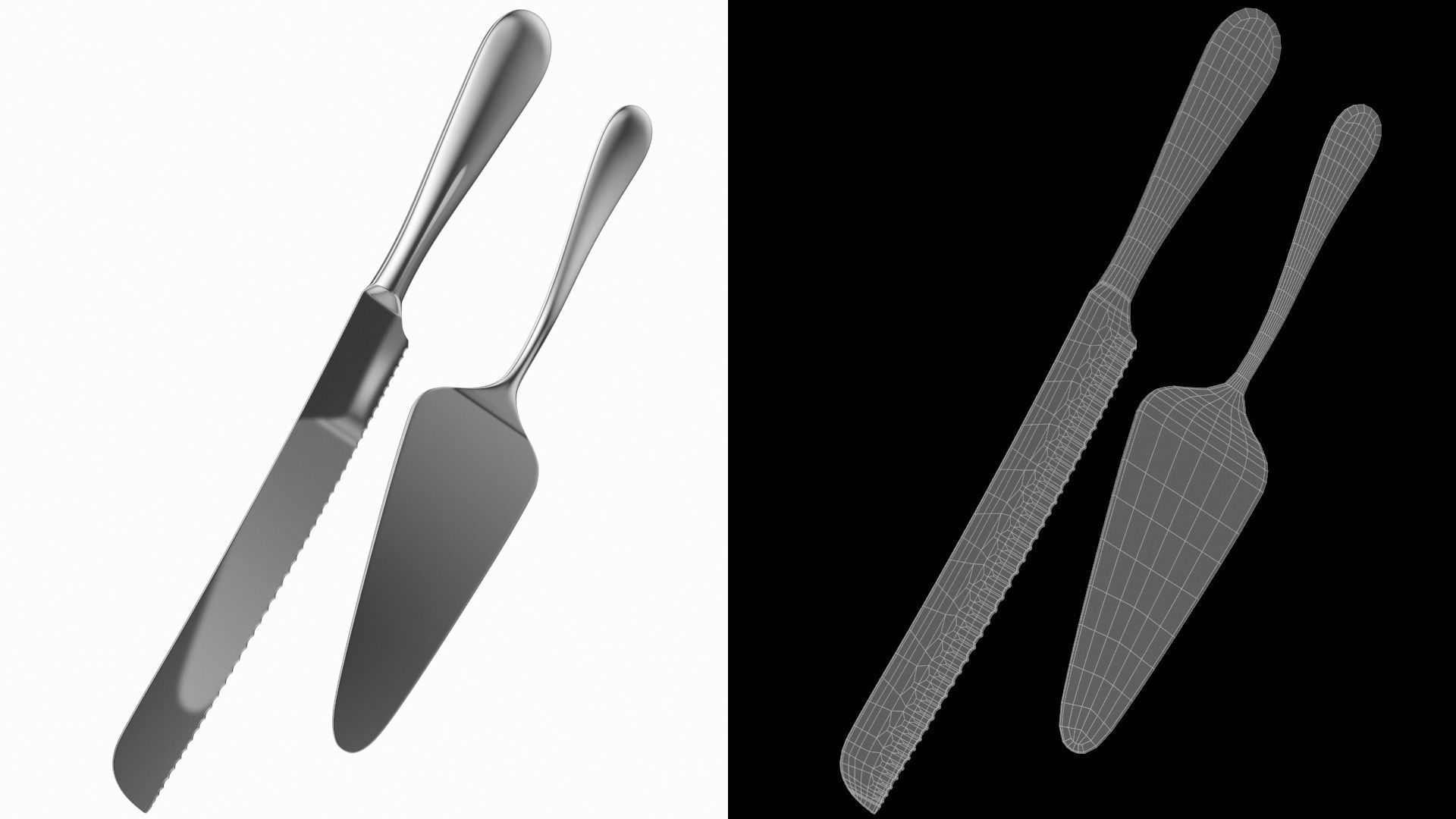 Cake Pie Pizza Knife and Server Generic Cutlery 3D model_4