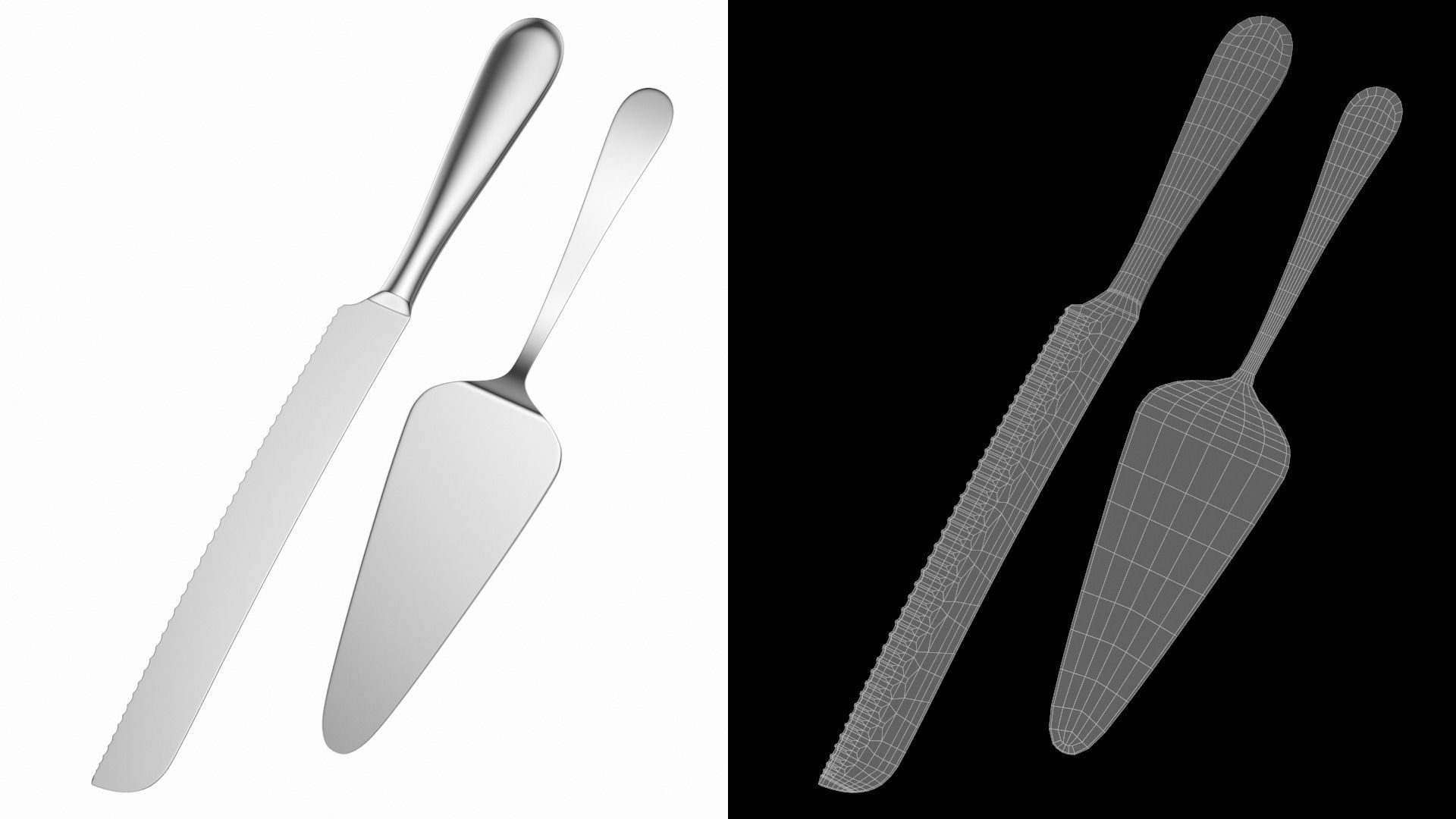 Cake Pie Pizza Knife and Server Generic Cutlery 3D model_9