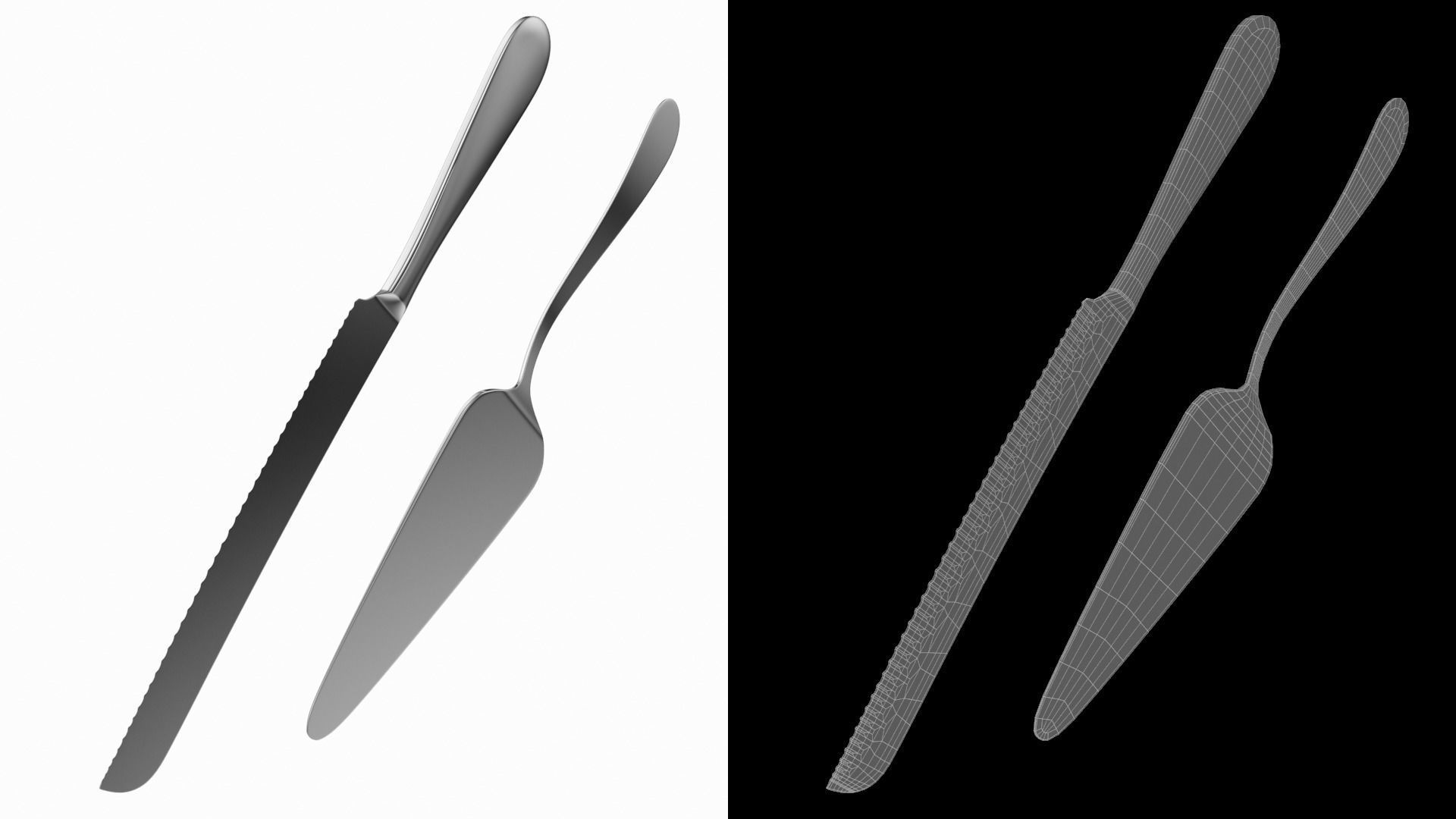Cake Pie Pizza Knife and Server Generic Cutlery 3D model_11