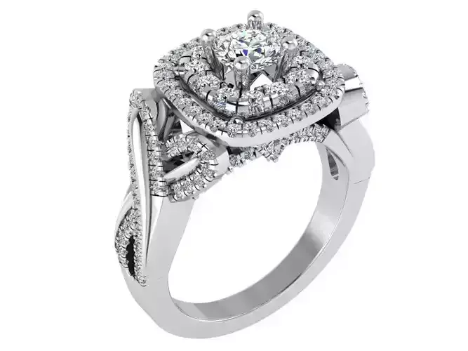 Double Halo Twisted Ring 2996