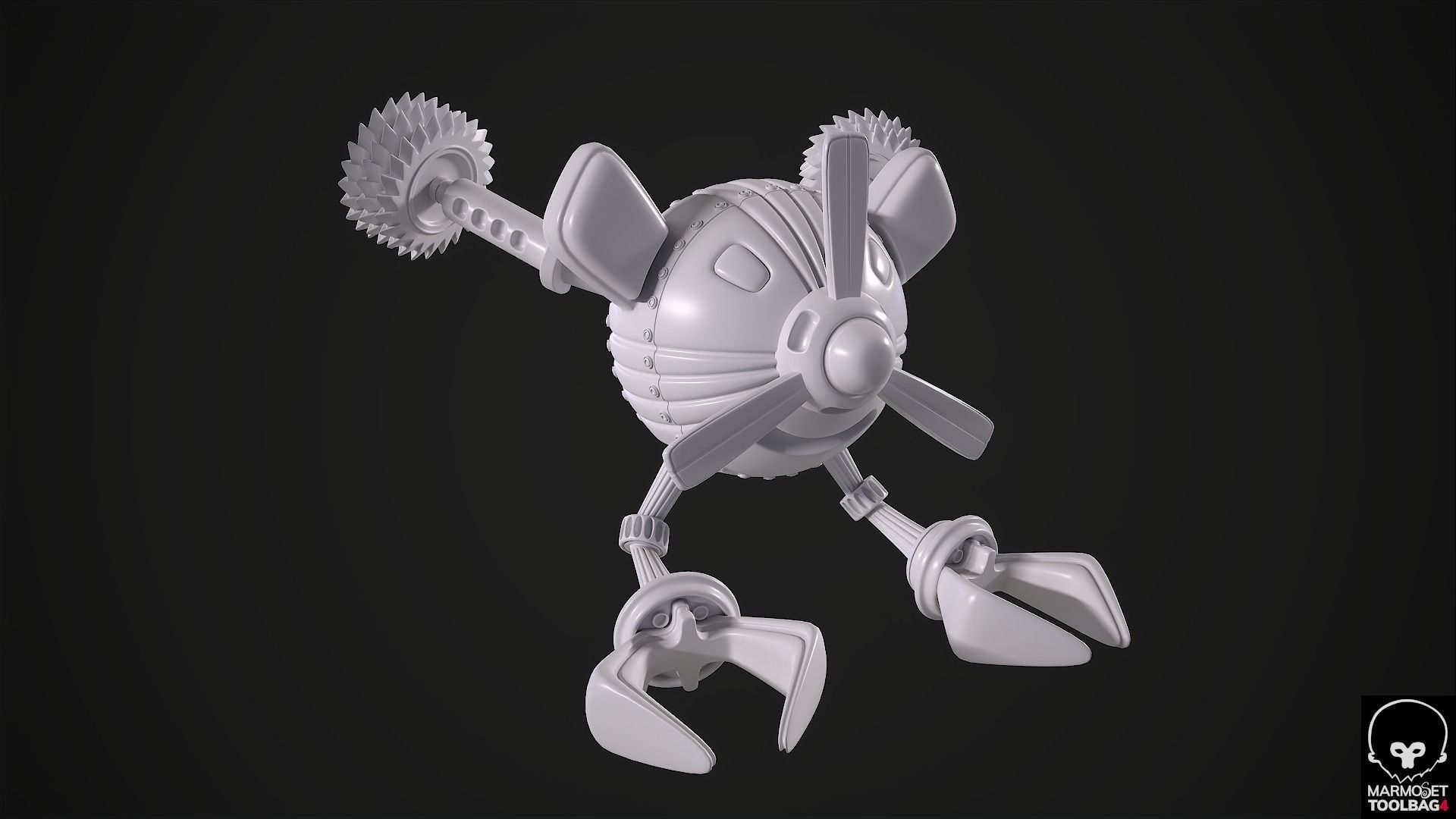 Drone Robot Droid Low-poly 3D model_10