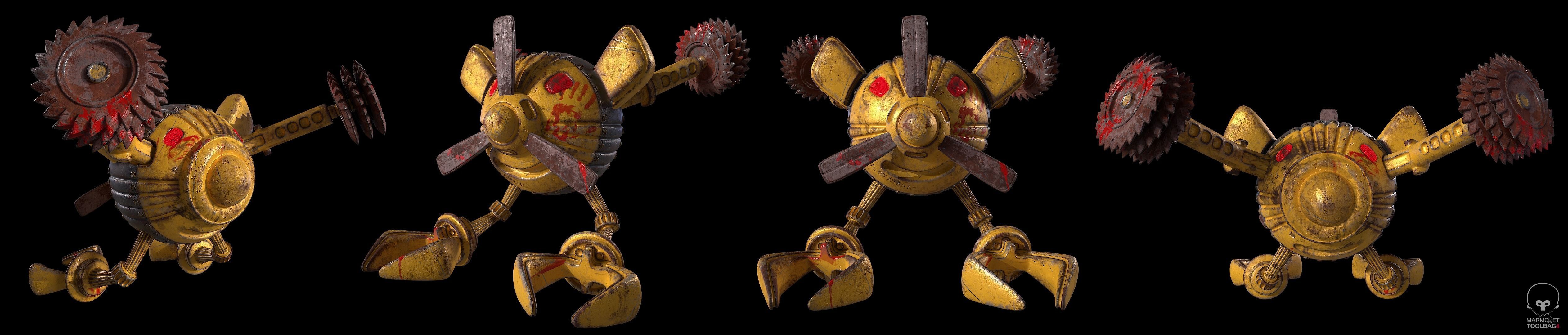 Drone Robot Droid Low-poly 3D model_9