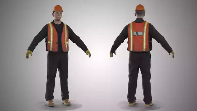Construction Worker MAN RIGGED Low-poly 3D model