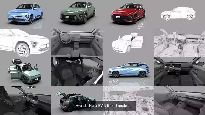 Hyundai Kona EV N-line 3D Model Collection