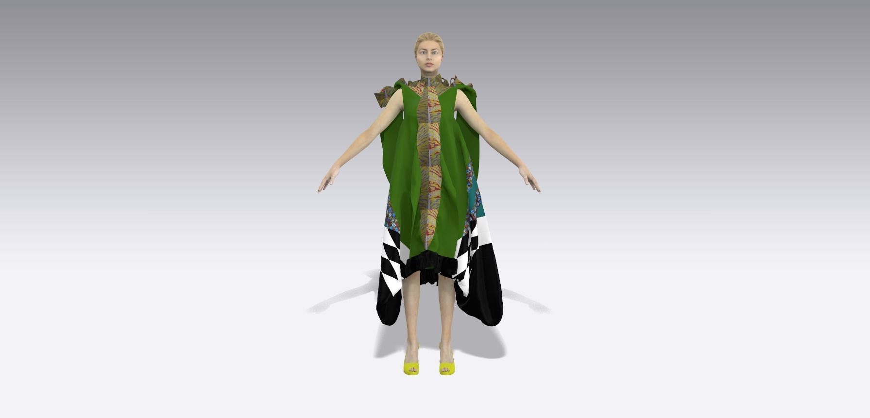 Patchwork garment 3D model_3