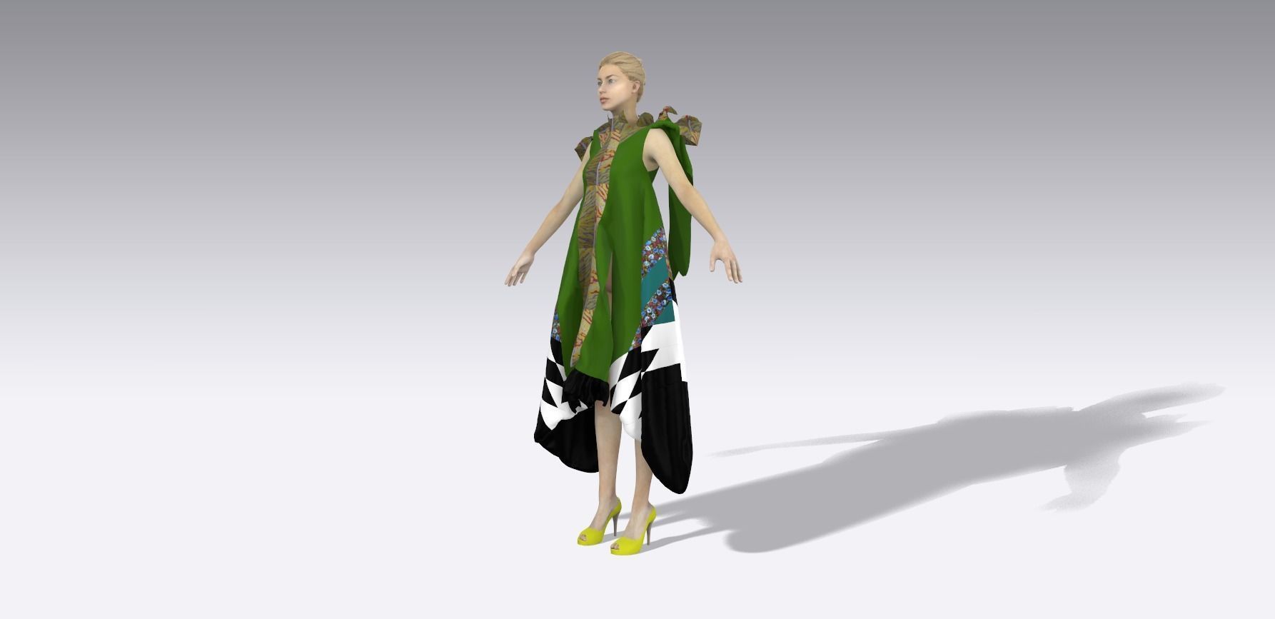 Patchwork garment 3D model_4