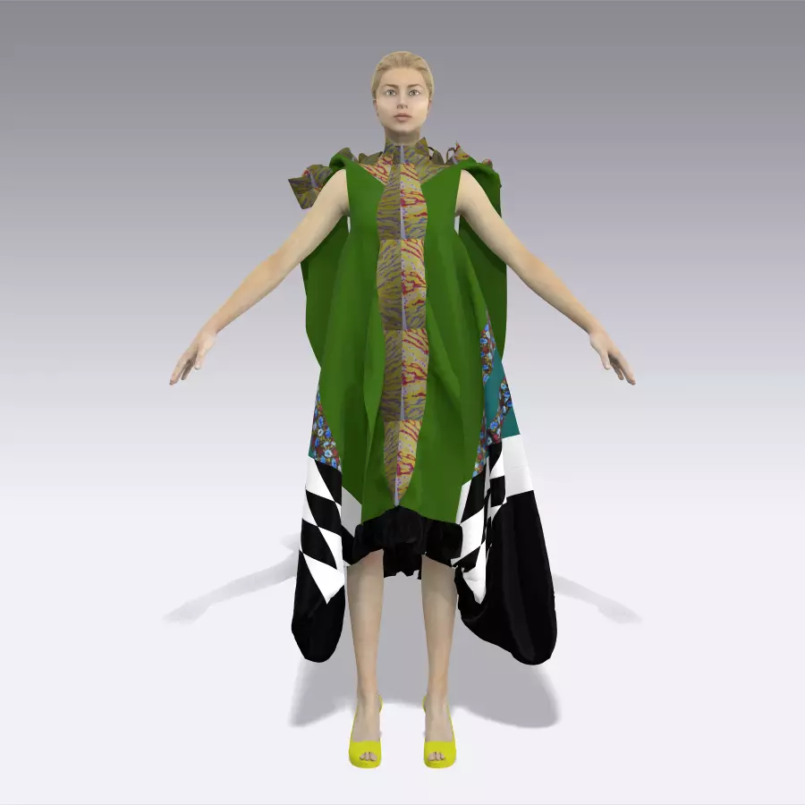 Patchwork garment 3D model_0
