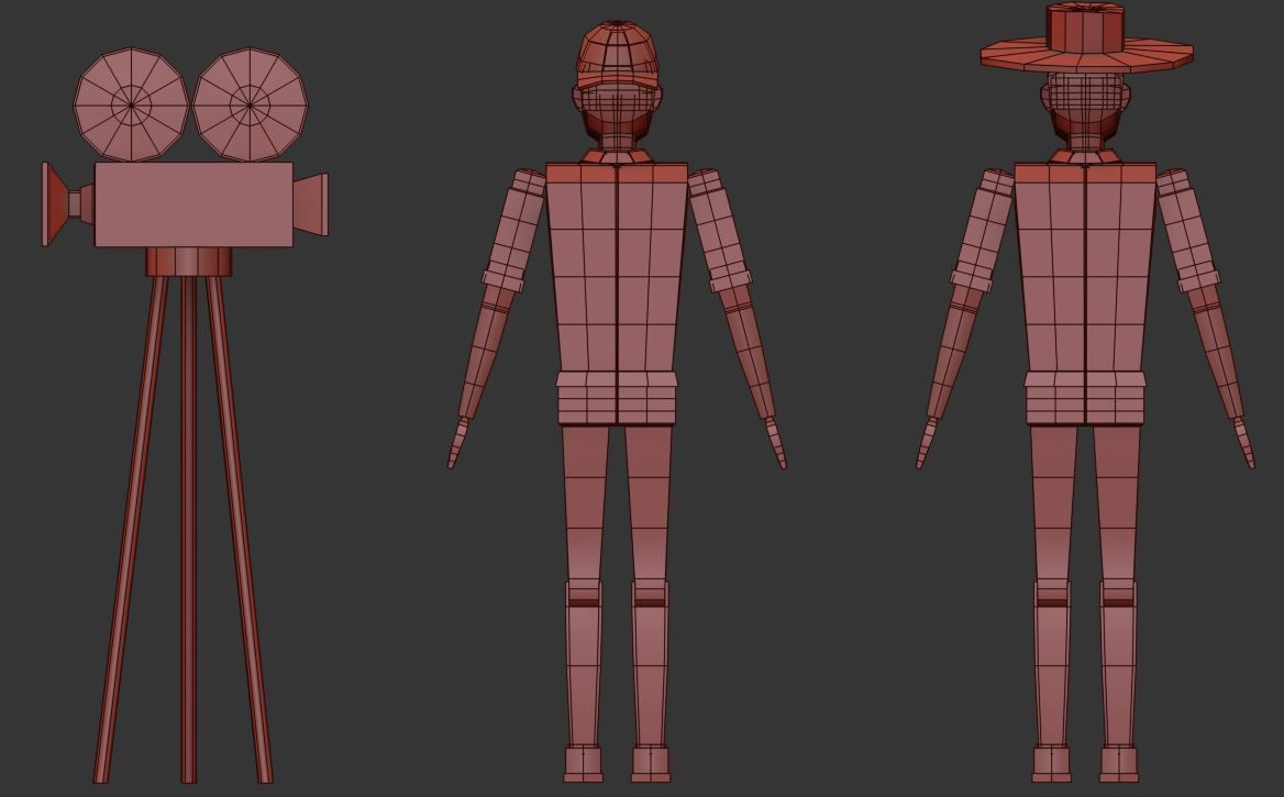 Character and camara Low Poly Free low-poly 3D model_1