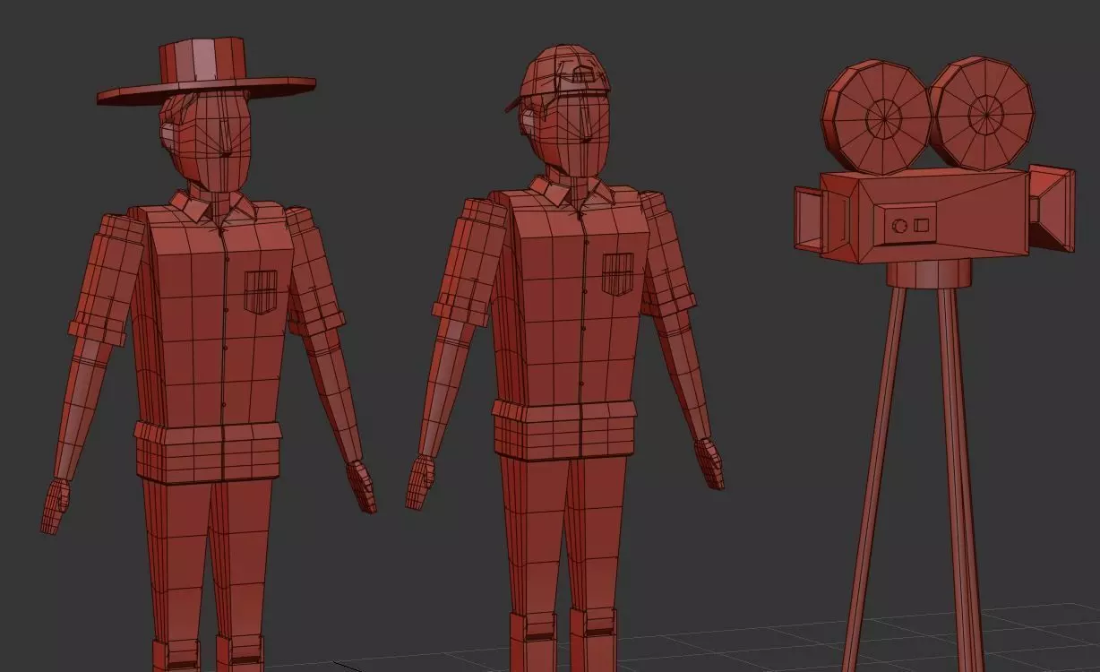 Character and camara Low Poly Free low-poly 3D model_0