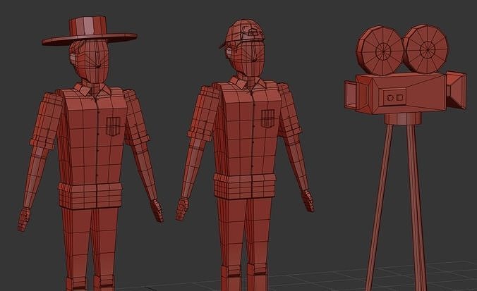 Character and camara Low Poly Free low-poly 3D model