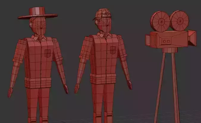 Character and camara Low Poly