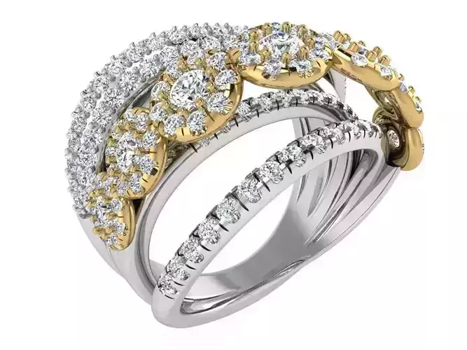 Round Halo Twisted Diamond Ring 3006