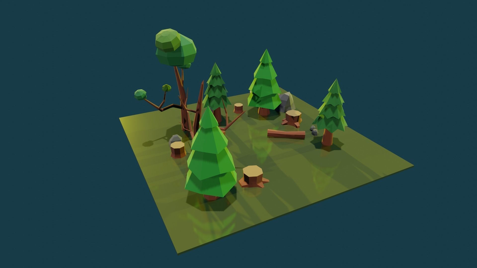 SIMPLE LOWPOLY FOREST PACK Low-poly 3D model_1