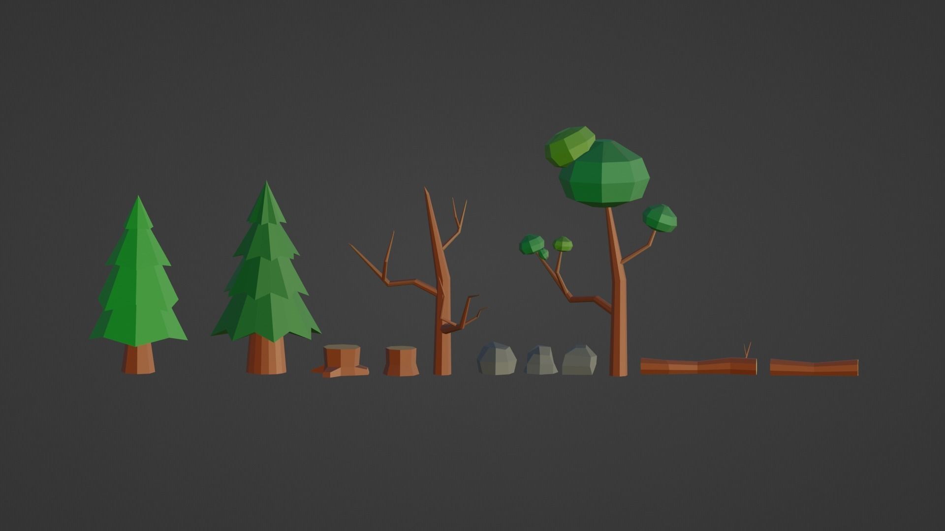 SIMPLE LOWPOLY FOREST PACK Low-poly 3D model_5