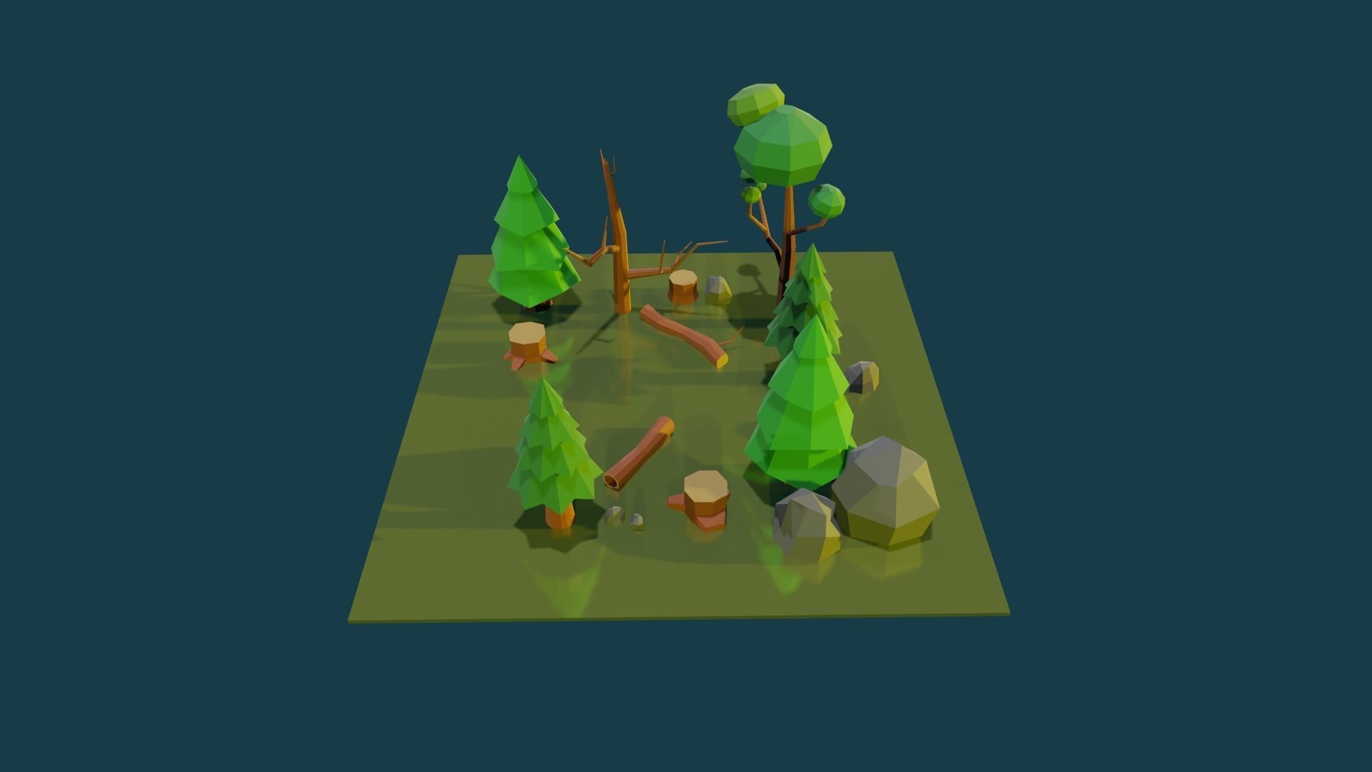 SIMPLE LOWPOLY FOREST PACK Low-poly 3D model_3