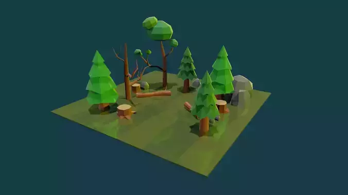 SIMPLE LOWPOLY FOREST PACK Low-poly 3D model