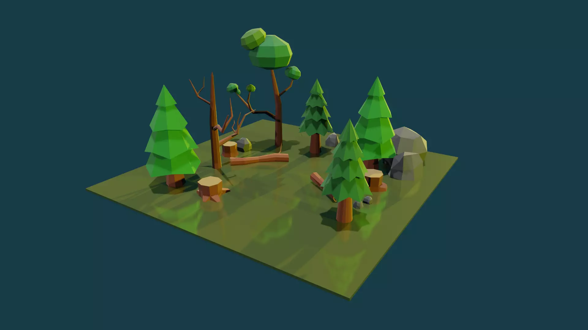 SIMPLE LOWPOLY FOREST PACK Low-poly 3D model_0