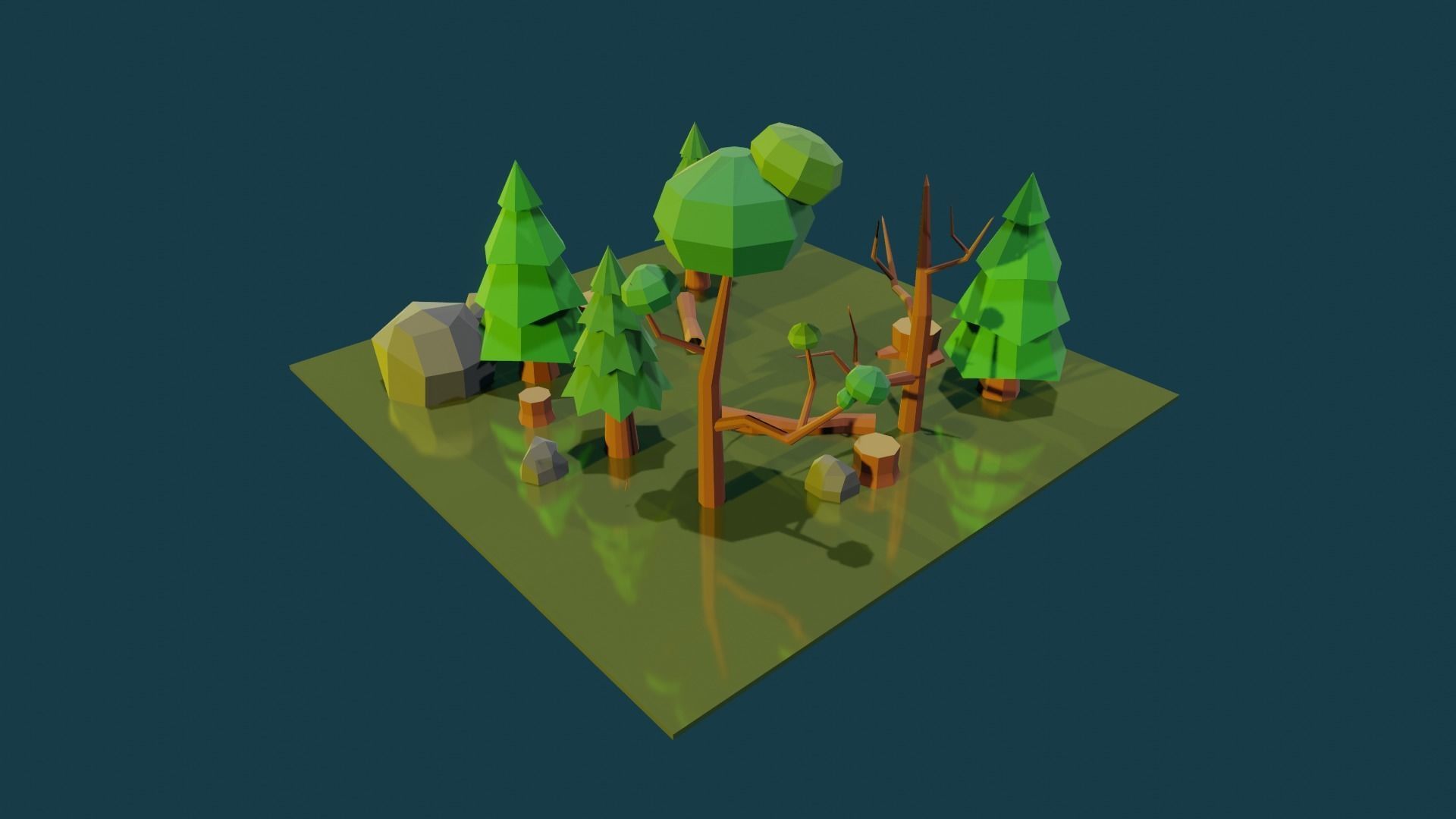SIMPLE LOWPOLY FOREST PACK Low-poly 3D model_2