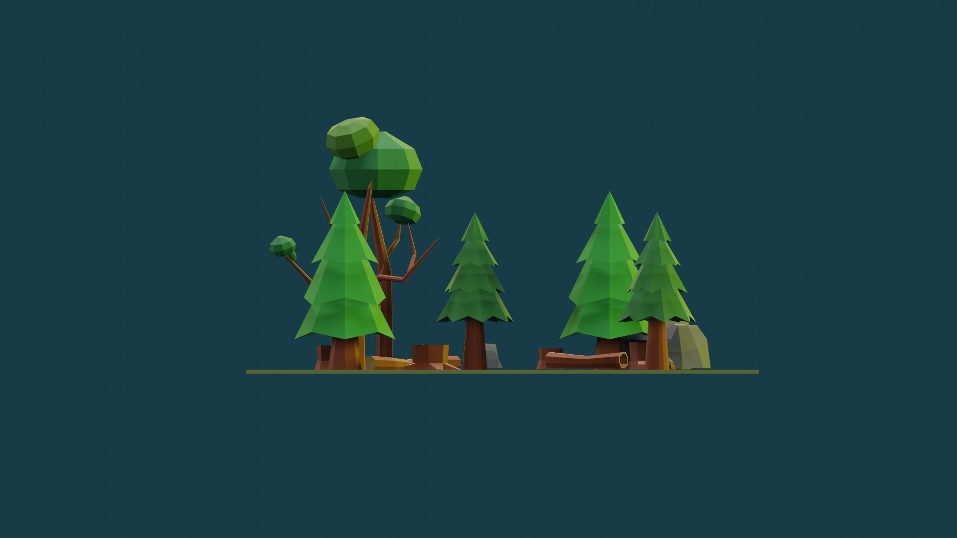 SIMPLE LOWPOLY FOREST PACK Low-poly 3D model_4