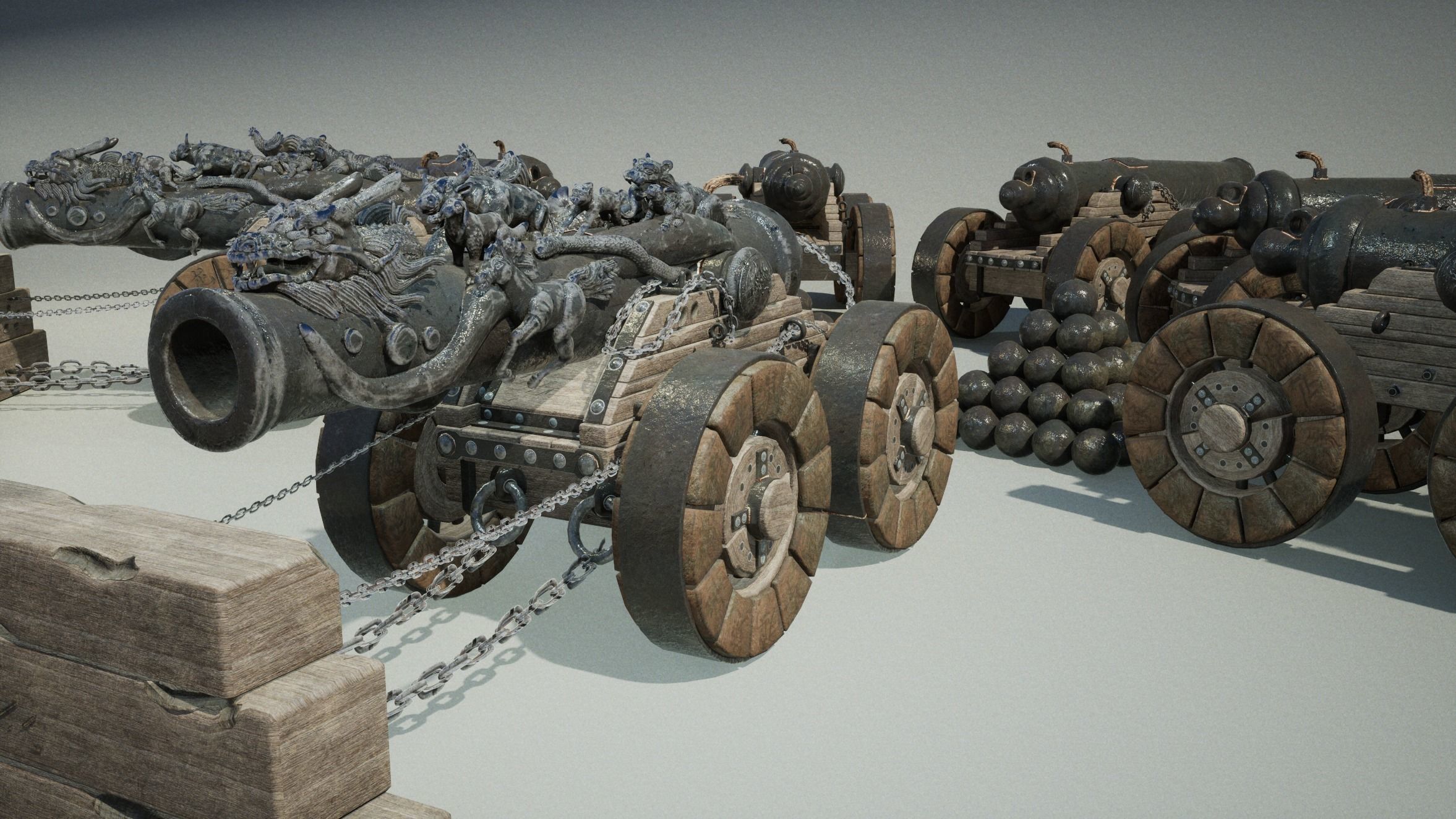 Chinese Zodiac Animals Cannon Low-poly 3D model_36