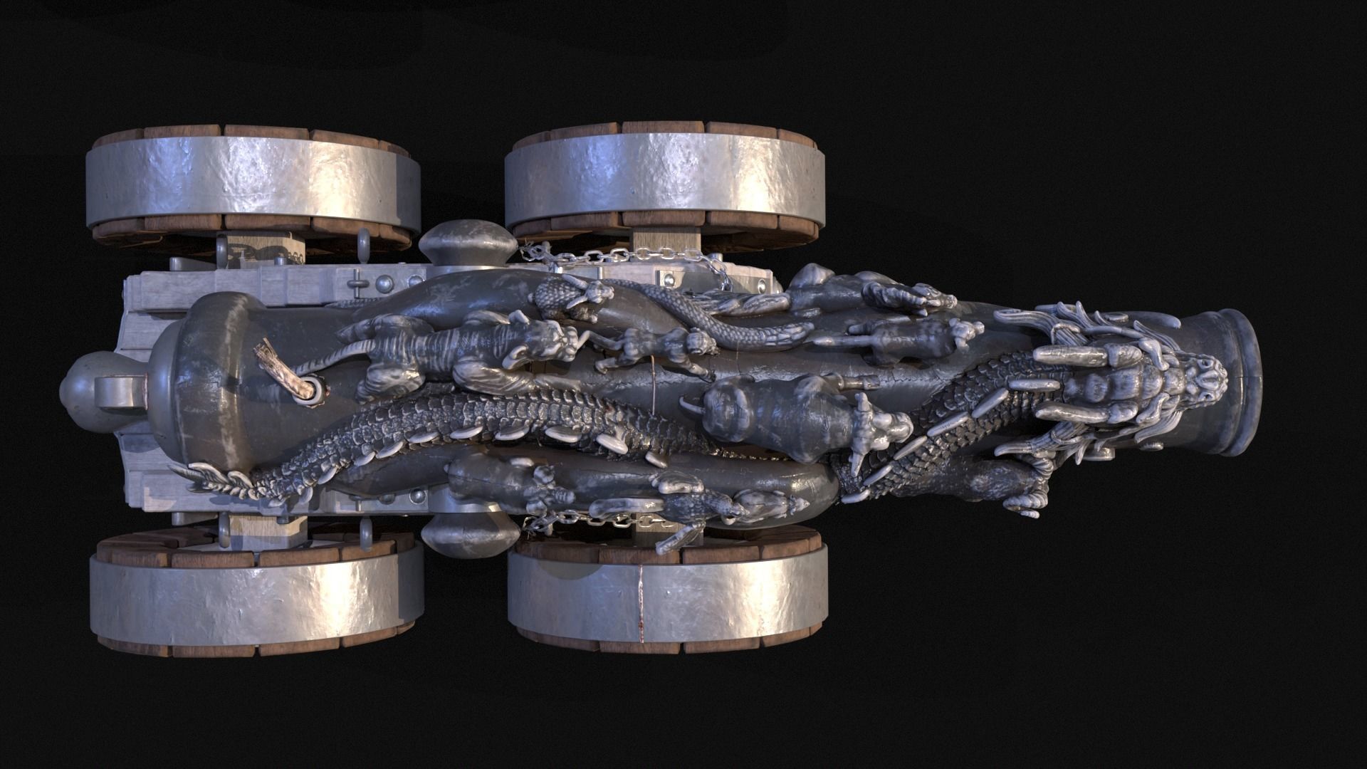 Chinese Zodiac Animals Cannon Low-poly 3D model_8