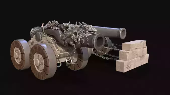 Chinese Zodiac Animals Cannon Low-poly 3D model