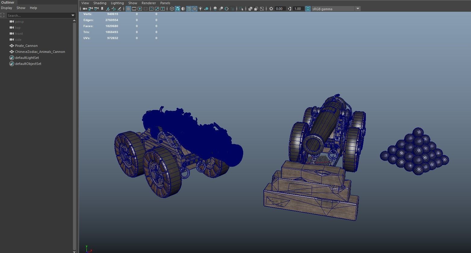 Chinese Zodiac Animals Cannon Low-poly 3D model_32