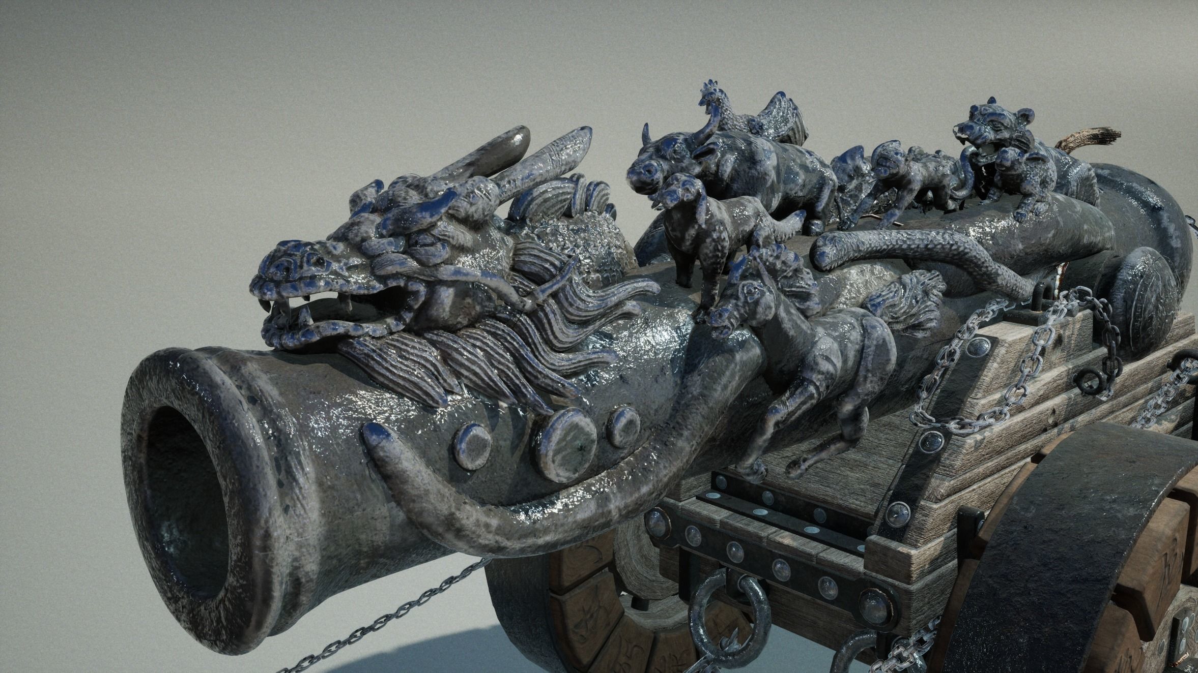 Chinese Zodiac Animals Cannon Low-poly 3D model_27