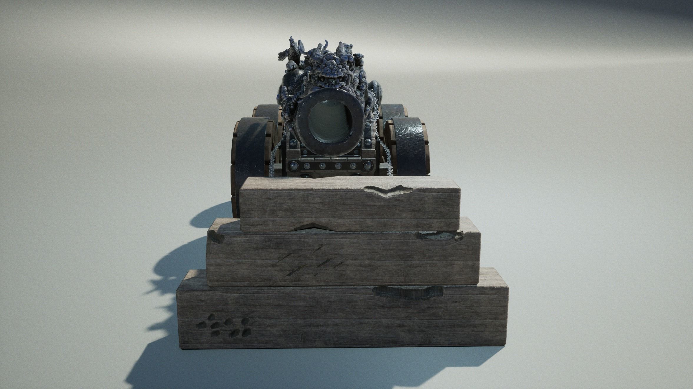 Chinese Zodiac Animals Cannon Low-poly 3D model_31