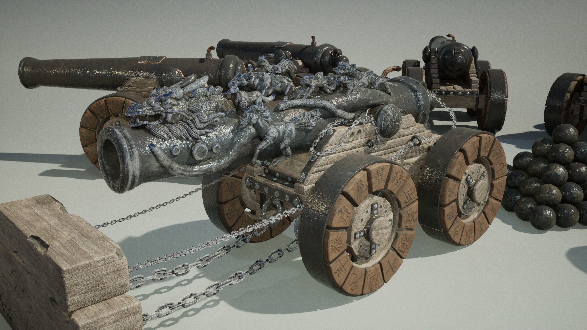 Chinese Zodiac Animals Cannon Low-poly 3D model_19