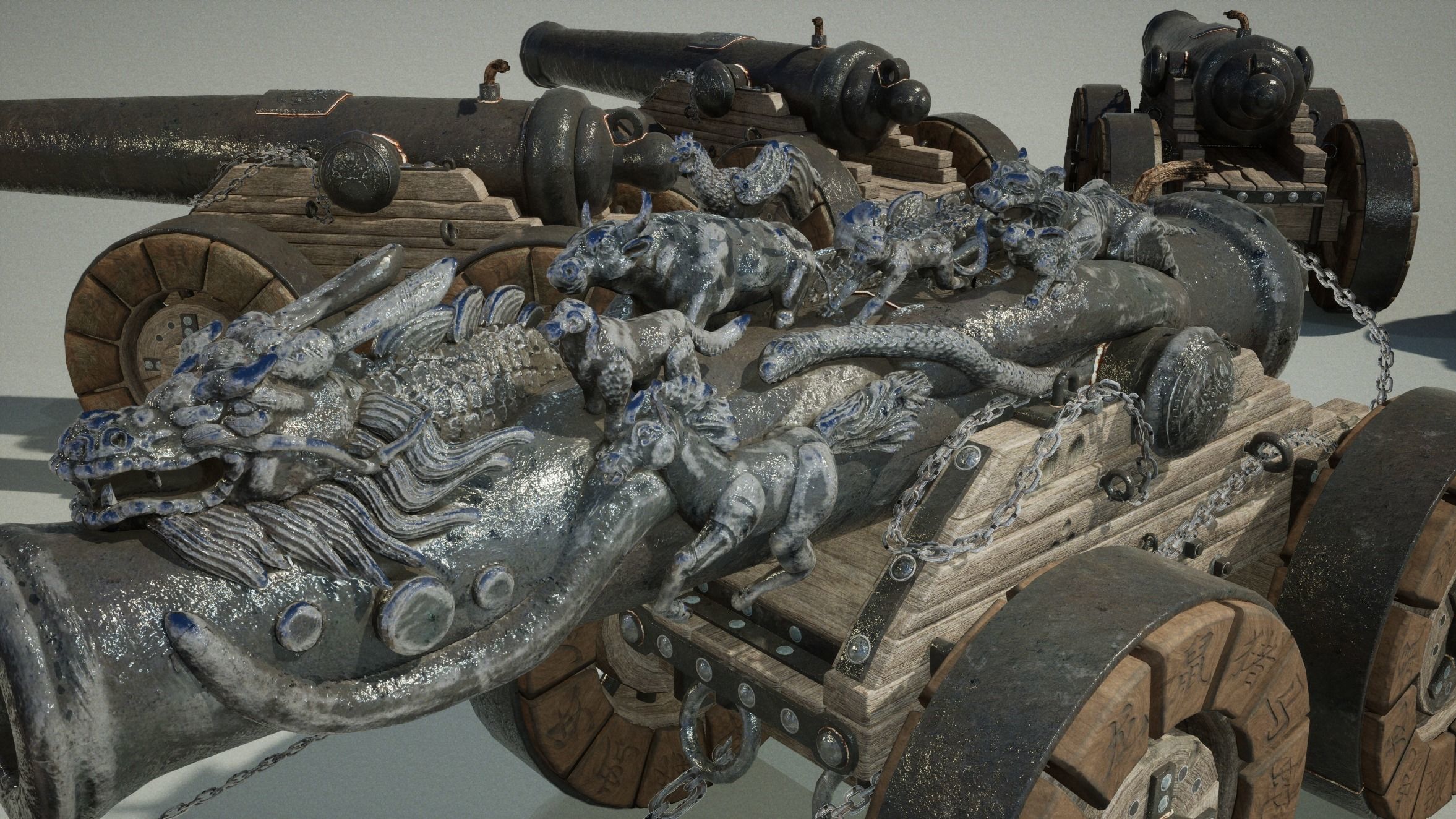 Chinese Zodiac Animals Cannon Low-poly 3D model_22