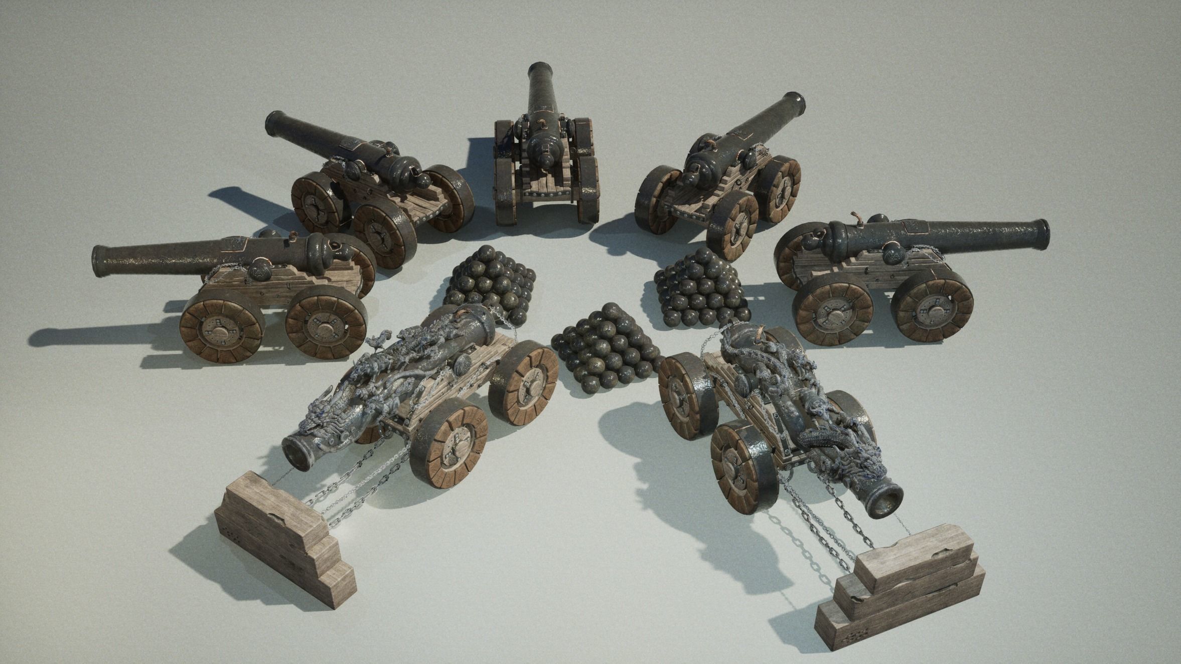 Chinese Zodiac Animals Cannon Low-poly 3D model_38