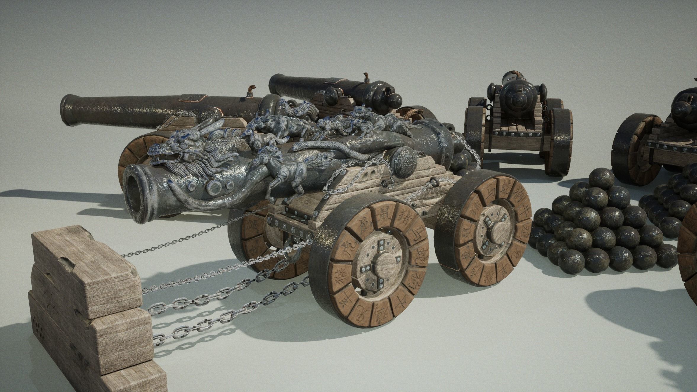 Chinese Zodiac Animals Cannon Low-poly 3D model_28