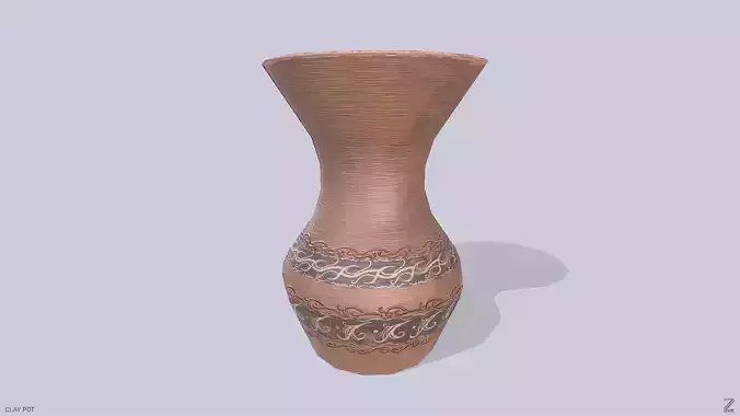 Clay pot Low-poly 3D model