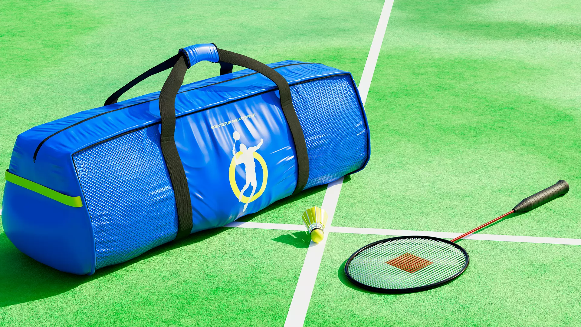 Badminton set Low-poly 3D model_0