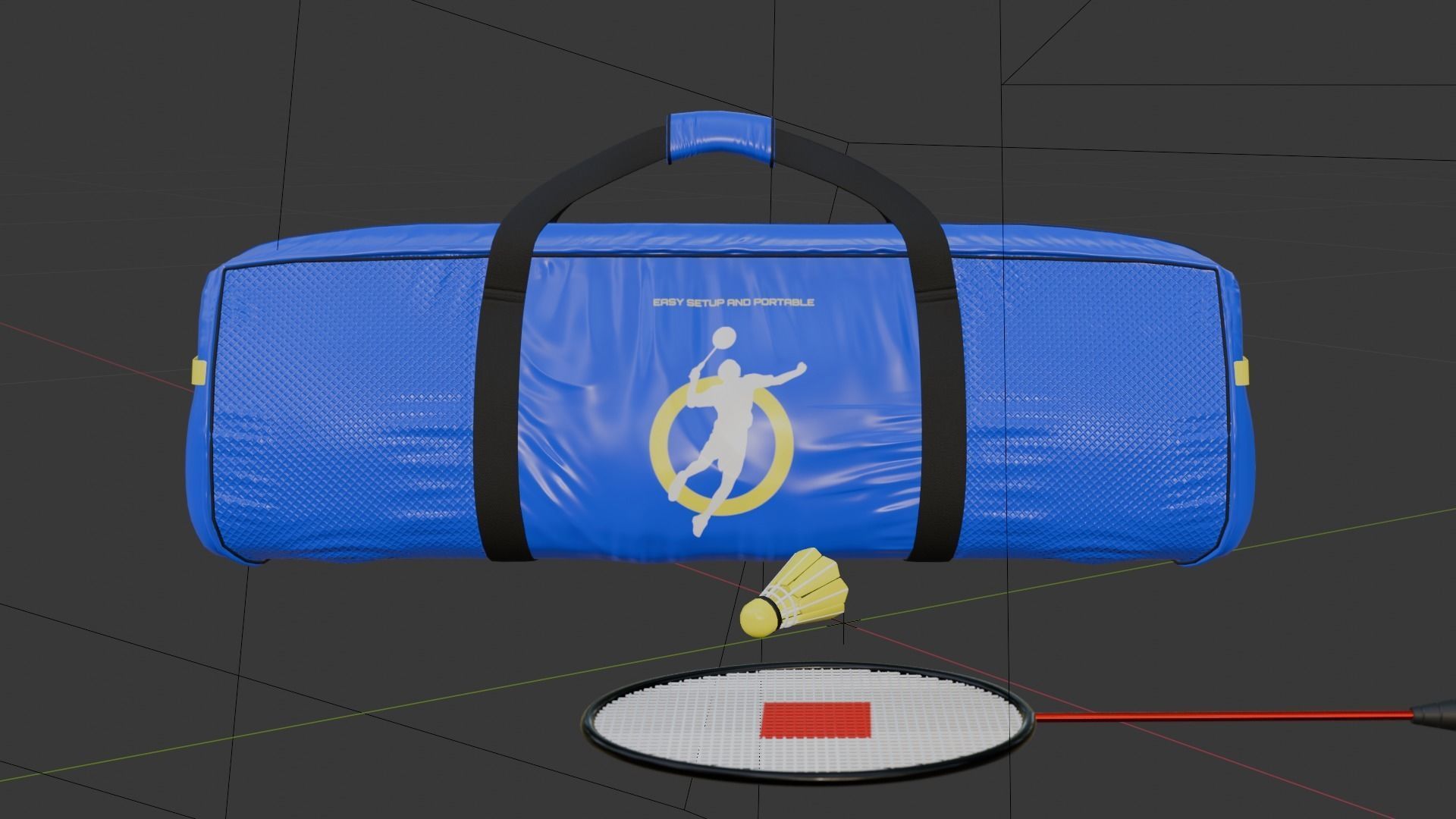 Badminton set Low-poly 3D model_6