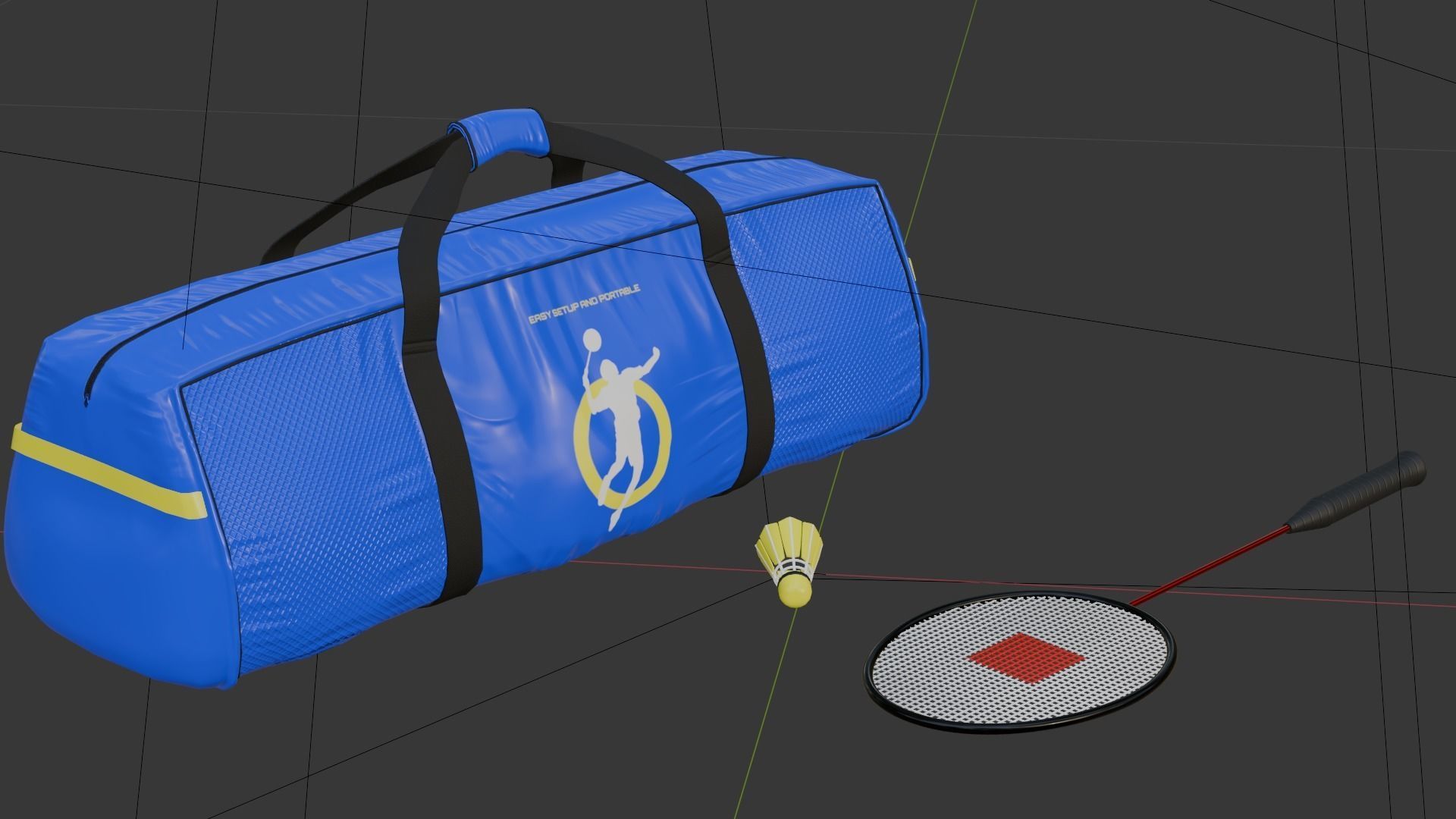 Badminton set Low-poly 3D model_5