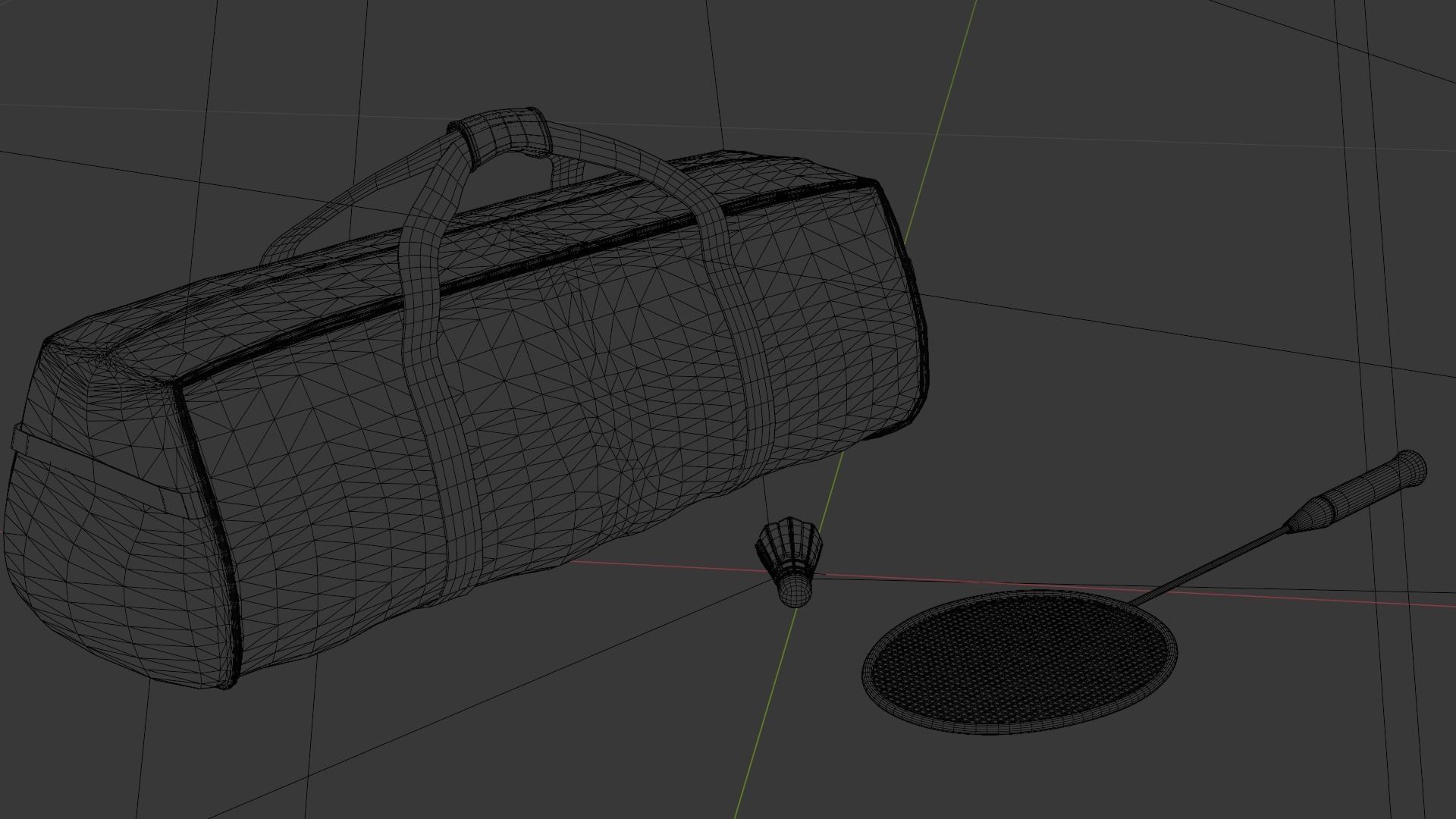 Badminton set Low-poly 3D model_4
