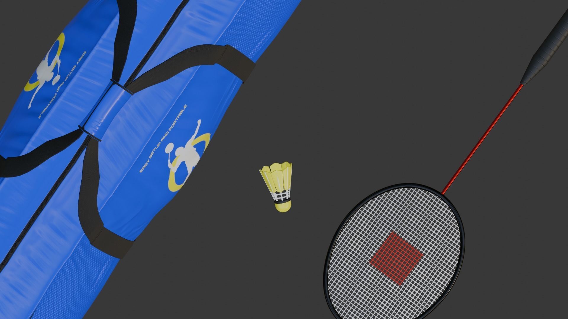 Badminton set Low-poly 3D model_7